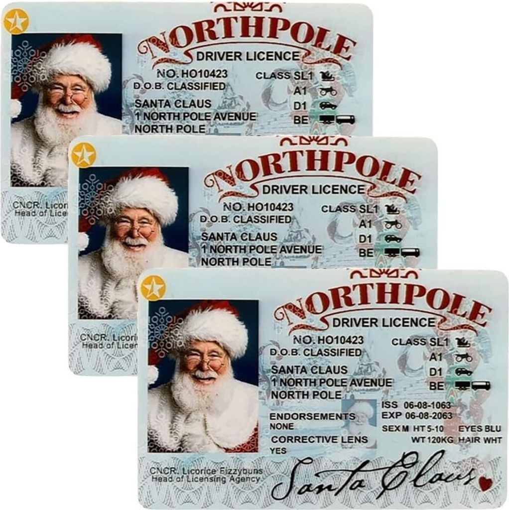 3 Stück Weihnachtsmann-Karte, Flugschein, Heiligabend, Produktbild 