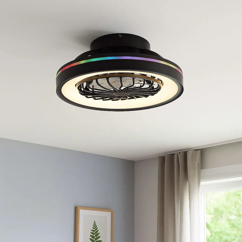 Ventilateur de plafond LED RGB avec télécommande dimmable D 48 cm