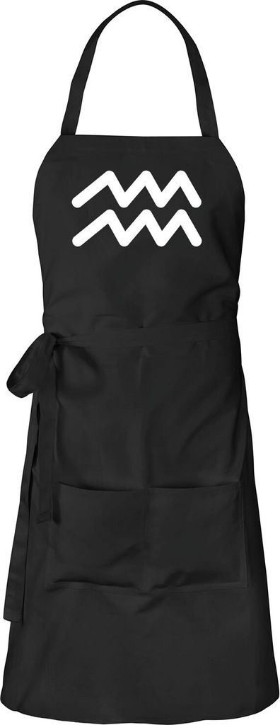 Huuraa Schürze Wassermann Sternzeichen Zeichen Schwarz mit Taschen Baumwolle Kochschürze Geschenkidee