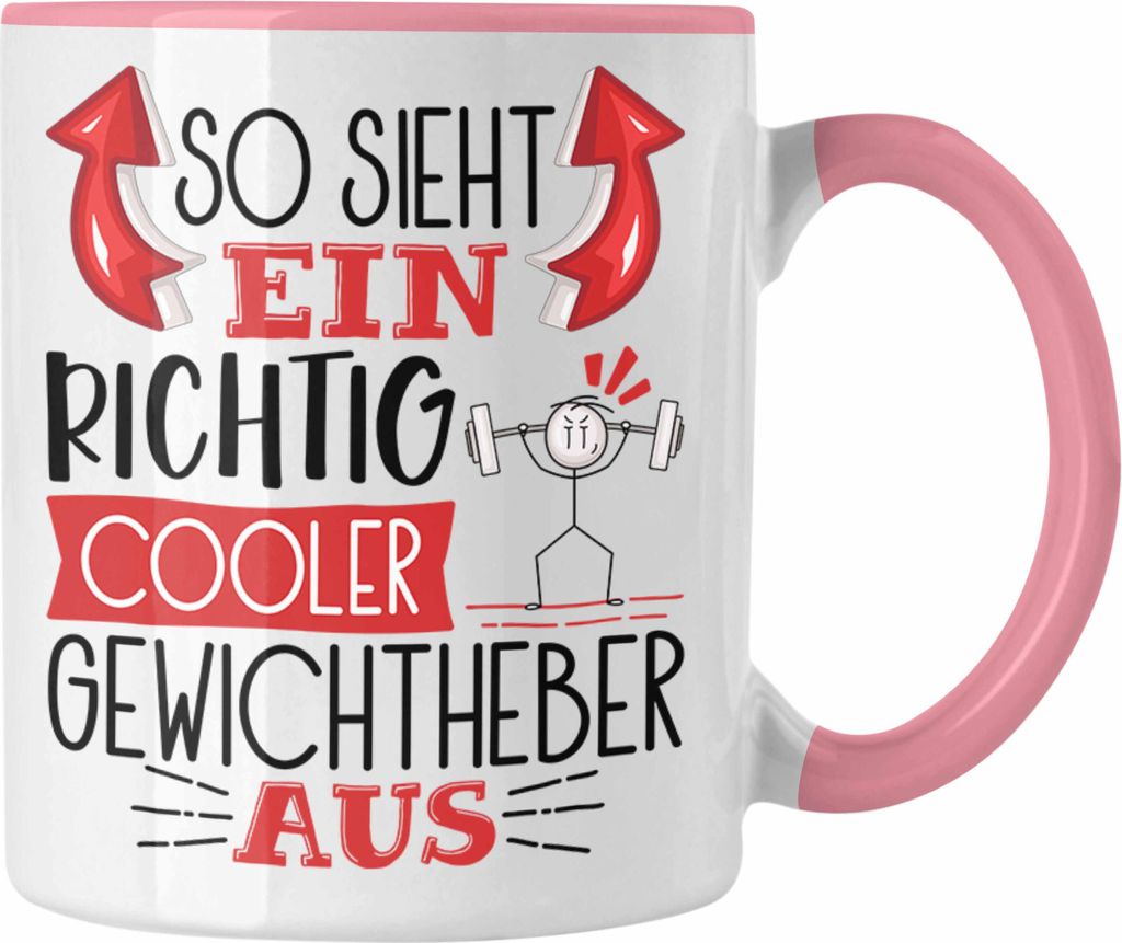 Trendation - Gewichtheber Tasse Geschenk So Sieht Ein Richtig Cooler Gewichtheber Aus Geschenkidee Spruch Lustig Becher (Rosa)