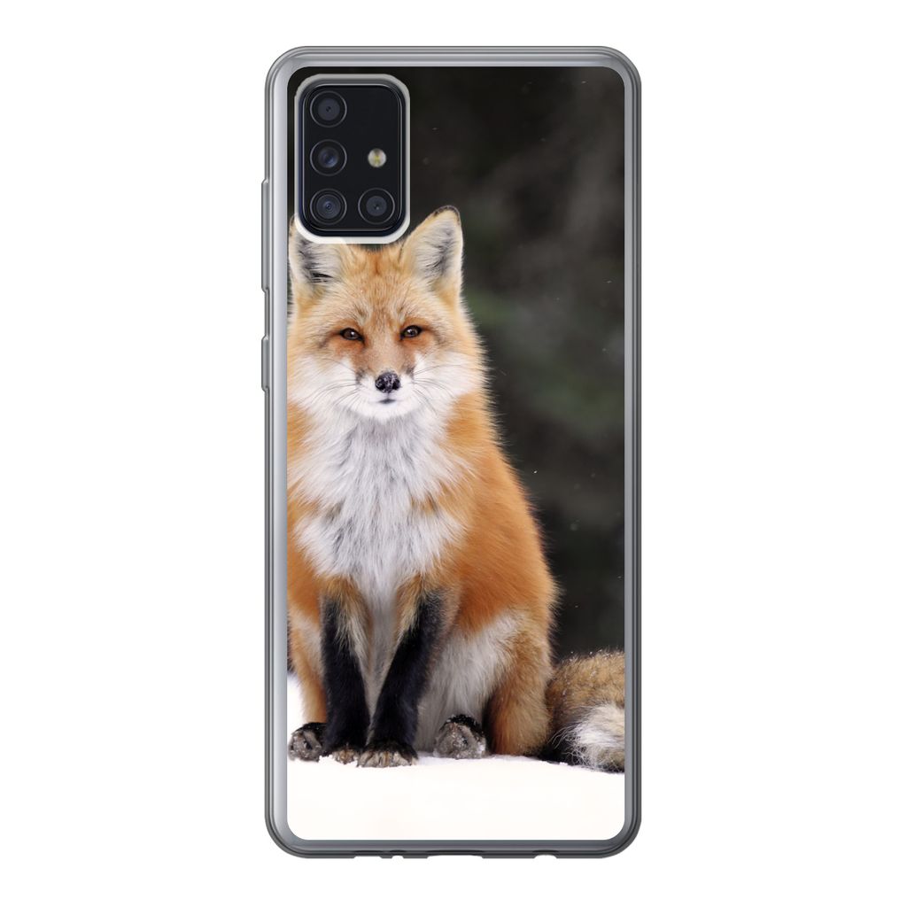 MuchoWow Handyhülle Schutzhülle Hülle für Samsung Galaxy A52 5G Fuchs - Schnee - Rot Silikon Softcase Handy Hülle - Umschlag
