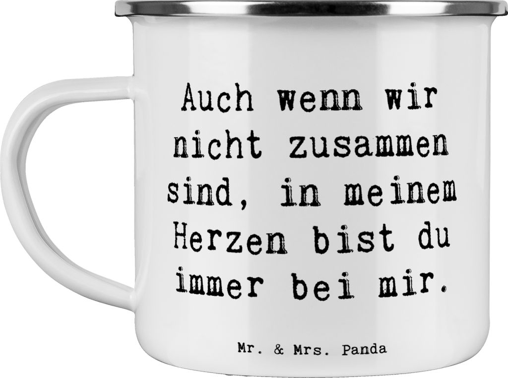 Mr. & Mrs. Panda Haferl Spruch Trennung von den Eltern - Weiß - Geschenk, Verbundenheit, Zuversicht, Herz, Emaille Tasse, Stärke, Teebecher, Tros...