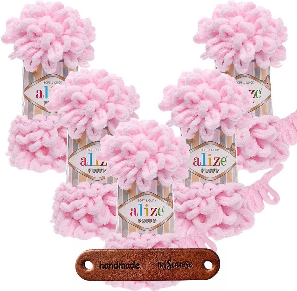 5 x ALIZE Puffy 31 Baby Pink mit Label Produktbild 