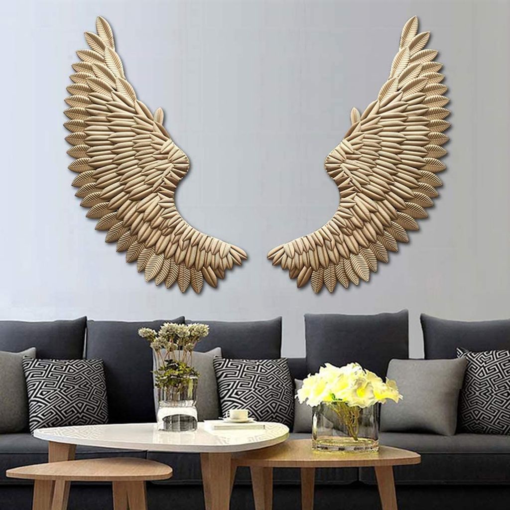 Engelsflügel Wanddeko Wandhänger Wandskulptur   Flügel Gold Produktbild 5