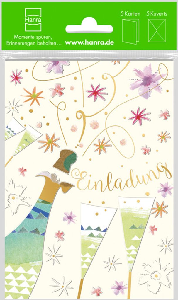 Einladungen - 5 Stück im Topper - 5 Einladungskarten mit Briefumschlä