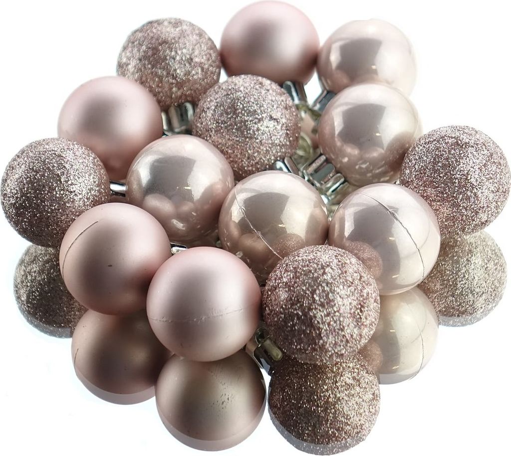 Weihnachtskugeln Blush Pink puderrosa bruchfest Ø 3 cm aus Kunststoff - 14er Set