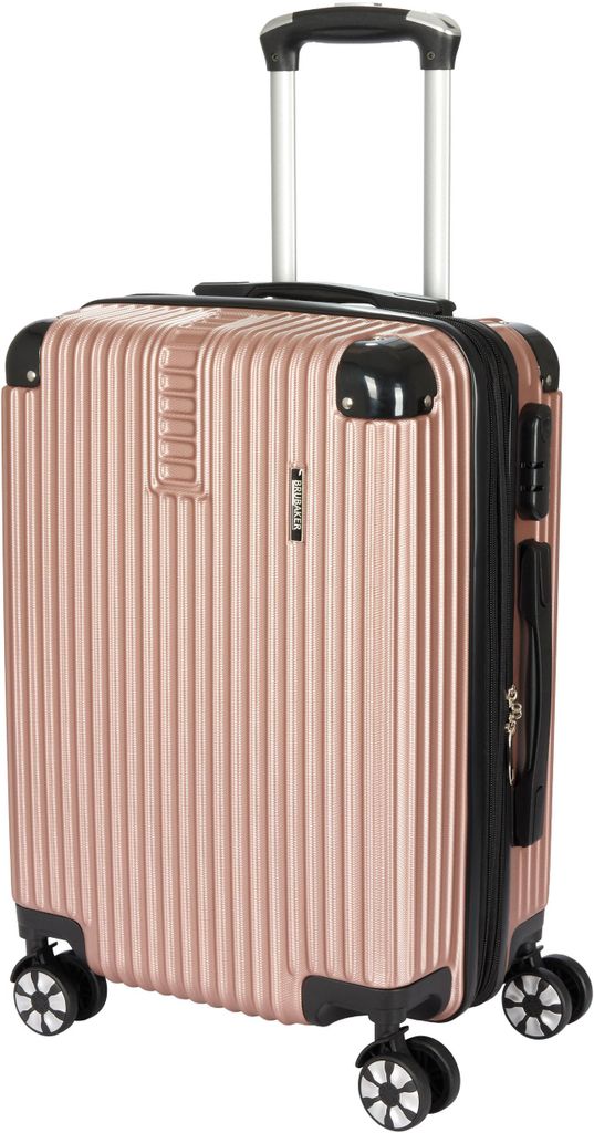 BRUBAKER Handgepäck Koffer London - Reisekoffer mit Zahlenschloss, 4 Rollen und Komfort Tragegriffen - 37 x 56 x 22 cm Rollkoffer, M, Roségold