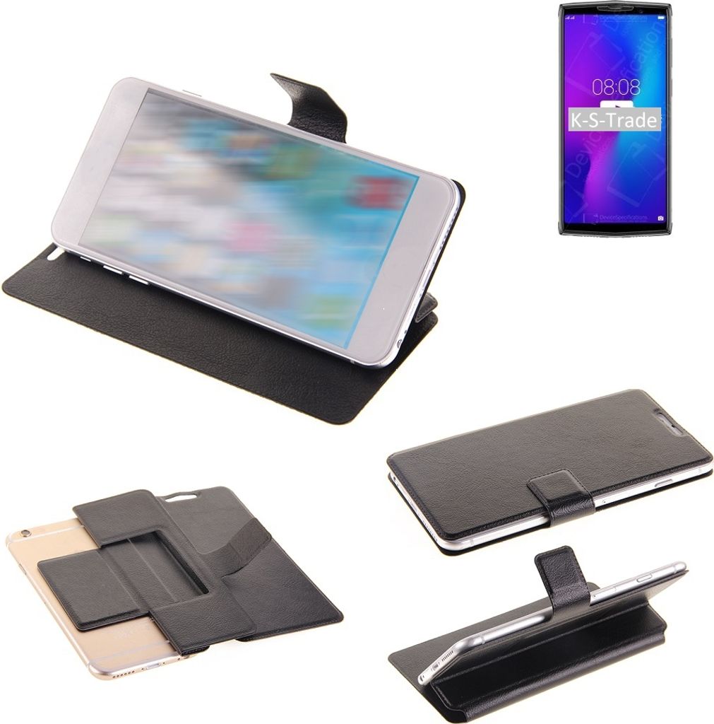 K-S-Trade Schutzhülle kompatibel mit Doogee N100 Schutzhülle Flip Cover Klapphülle Wallet Case Slim Handyhülle bookstyle schwarz