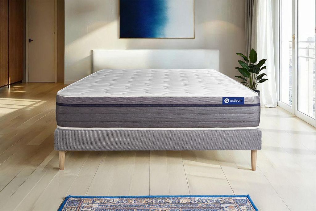 Actilatex zen matratze 160x220cm + Bettgestell mit lattenrost - Dicke : 26cm - Latex und Memory-schaum - H3