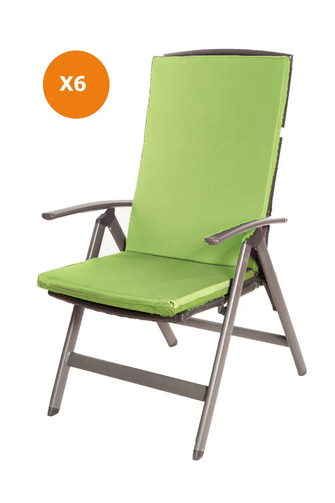 Cuscini Sedie Esterno Lime 110x47 Set 6 pz per Mobili Rattan Design Slim