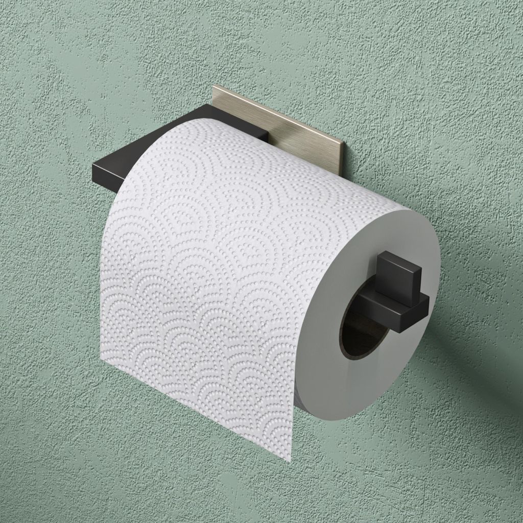 Mai & Mai Toilettenpapierhalter Klopapierhalter WC aus Edelstahl, Toilettenpapier Halterung Rollenhalter Matt schwarz + Nickel 185mm Lino-03