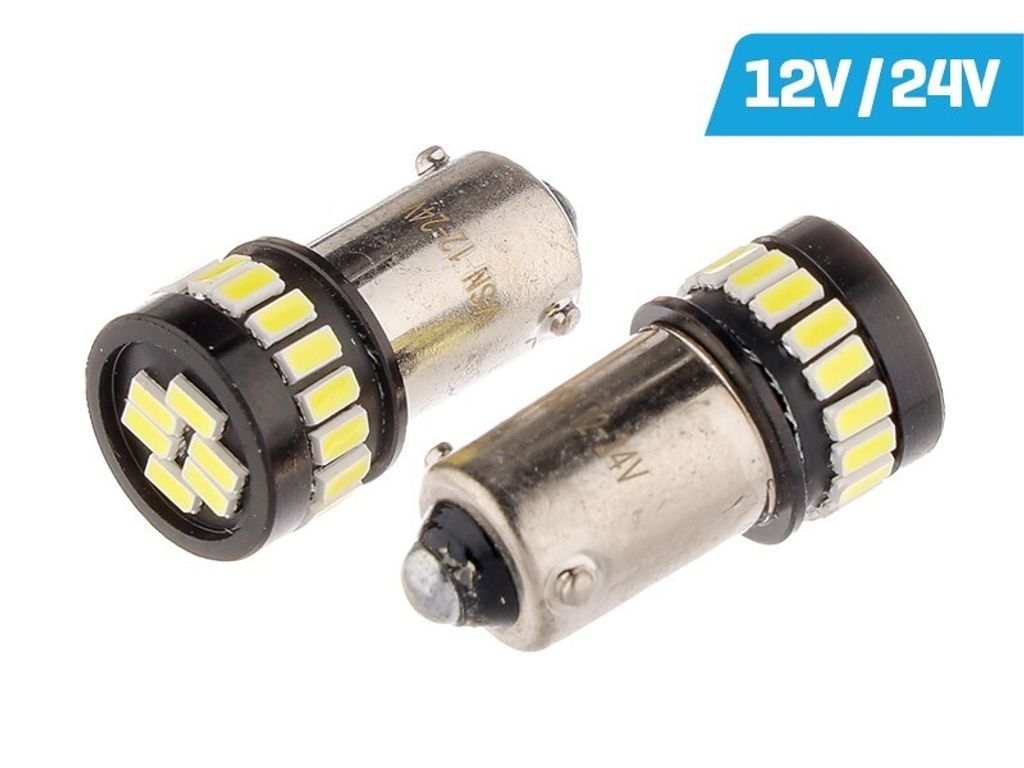 VISION H6W BAX9s 12/24V 24x 3014 SMD LED-Glühlampe, unpolar, CANBUS, weiß, 2 Stk.
