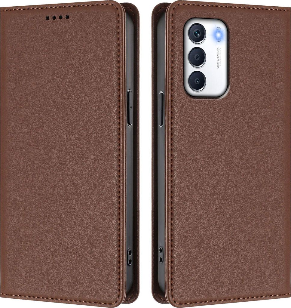Handyhülle für Infinix Zero 5G 2023, Kunstleder Klapphülle Stoßfeste Magnetische Hülle mit Ständer Braun