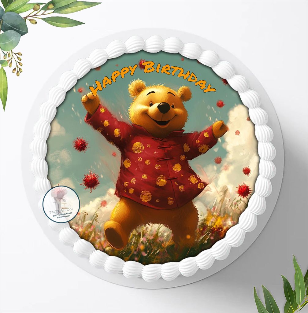 Für die Geburtstags Torte ein Tortenaufleger, Zuckerbild mit dem Motiv: Teddybär, Essbares Foto für Torten, Fondant, Ø 20cm, 2467z