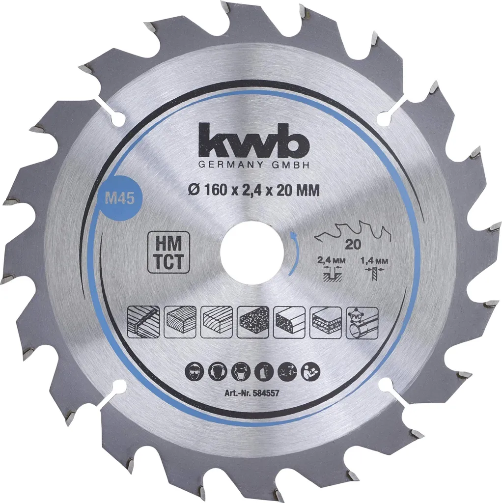 lama circolare kwb 160 x 20 mm, taglio rapido, lama adatta per legno tenero e duro, pannelli di legno e truciolato