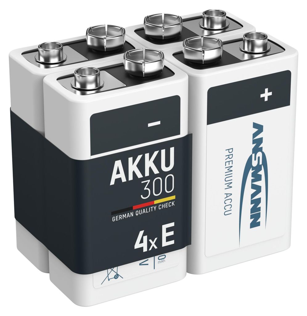 ANSMANN Akku 9V 300mAh E-Block NiMH 1,2V – 1000x Produktbild 