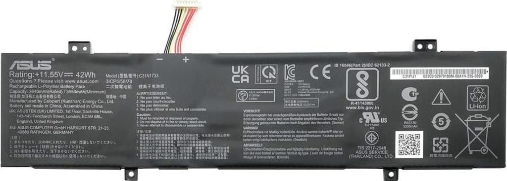 Batería Asus C31N1733 3640Mah / 42Wh / 11,55V / 3 Celdas