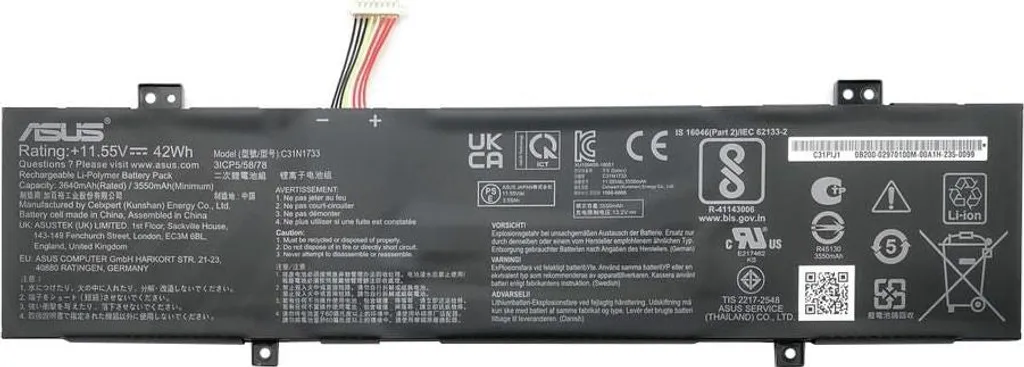 Batterie de Rechange Asus C31N1733 3640Mah 3 Celles Haute Performance