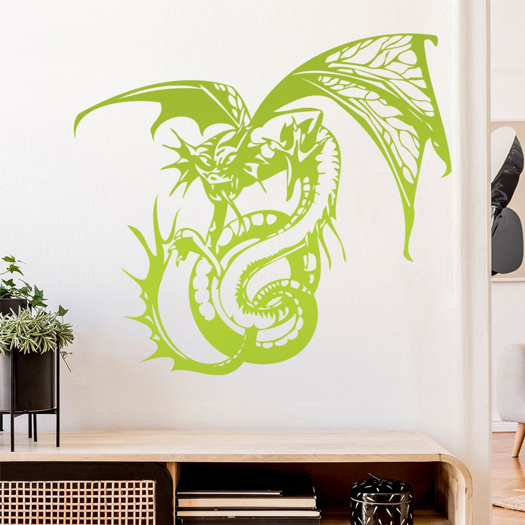Drachen Biest Wandtattoo in 6 Größen - Wandaufkleber Wall Sticker - Dekoration, Küche, Wohnzimmer, Schlafzimmer, Badezimmer