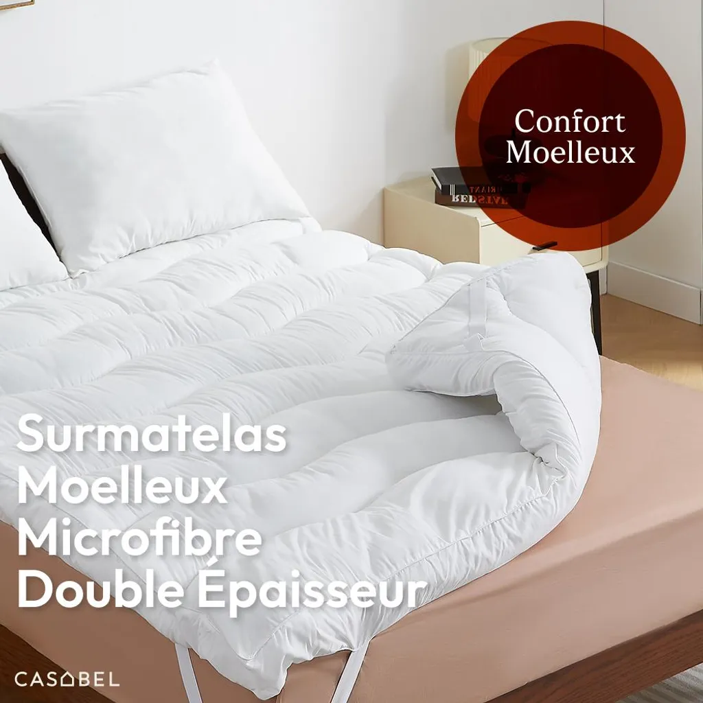 Surmatelas Extra Épais 90x200 cm Effet Nuage - Confort Haut de Gamme