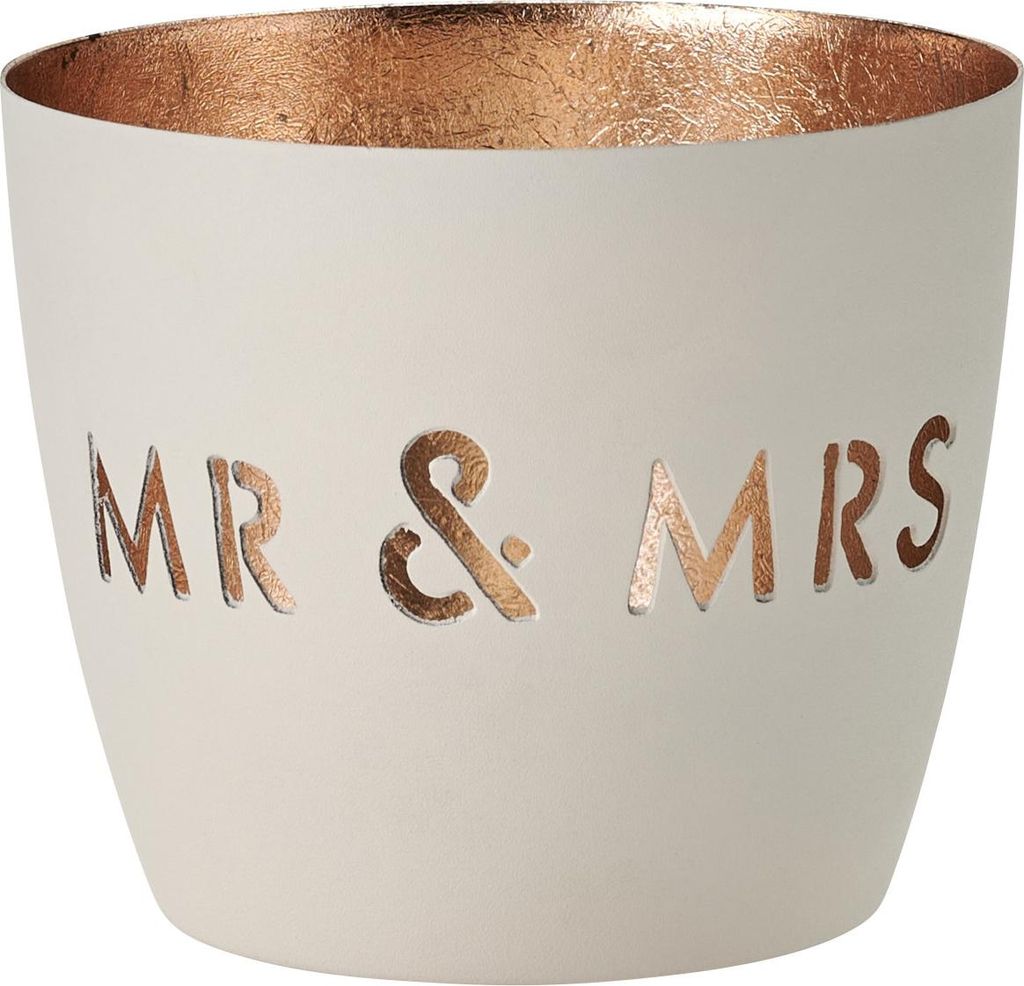 Gift Company Windlicht Madras Mr & Mrs M, Teelichthalter, Kerzenhalter, Eisen, Weiß, Gold, 8.5 cm, 1063204001