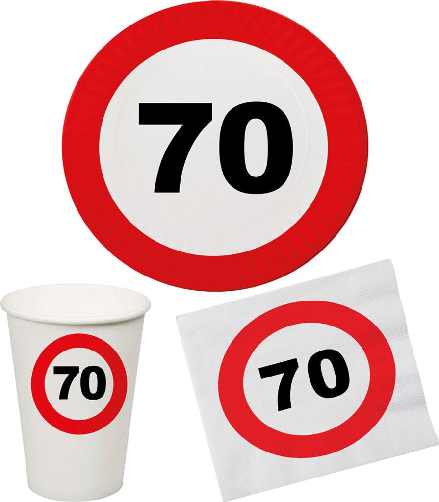 Party Set 32 Teile Geburtstag 70 Jahre Verkehrsschild Größe: ohne Attribut