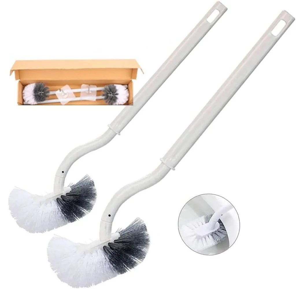 Dites adieu au tartre avec ce lot de 2 brosses WC à manche long et racloir