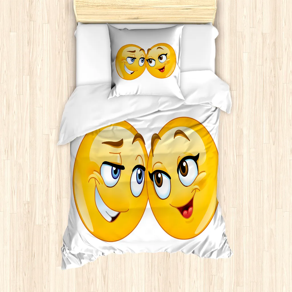 Set Copripiumino Emoticon Innamorati ABAKUHAUS 135x200cm Anallergico