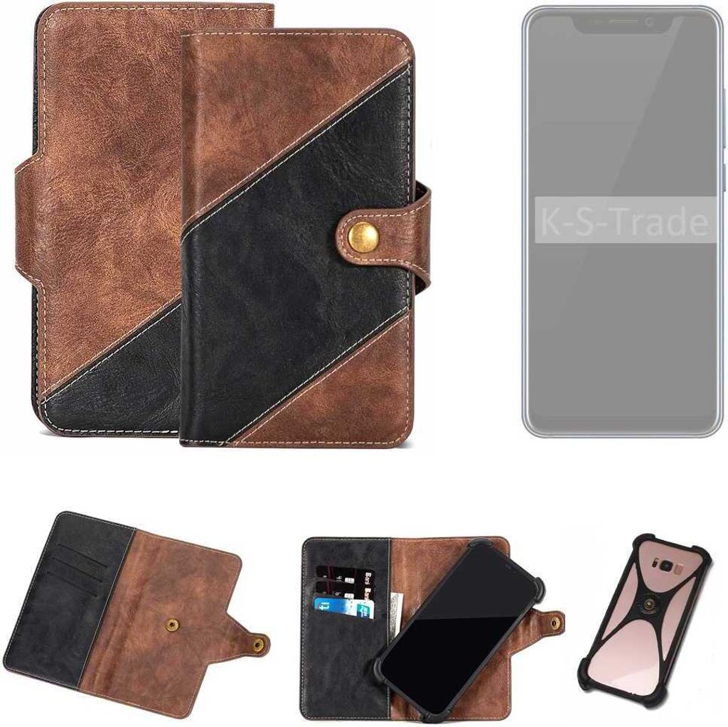 K-S-Trade Handyhülle Schutzhülle Bookstyle Case kompatibel mit ZTE Axon 9 Pro Klapphülle Cover Hülle Schutztasche 1x