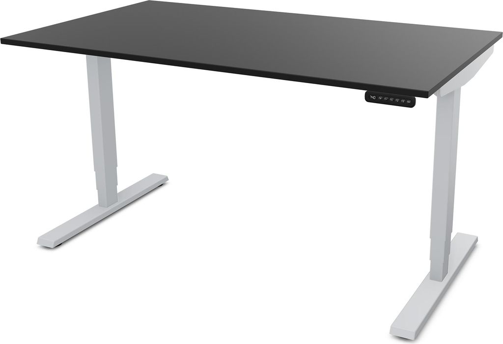 ASSMANN Elektrisch höhenverstellbarer Schreibtisch Y-Line Schwarz Weißaluminium, 120x70cm, Memoryfunktion, Kollisionsschutz, 2-fach-Motorik