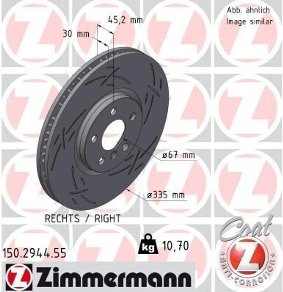 Disque de frein Zimmermann 150.2944.55 avec protection anti-corrosion
