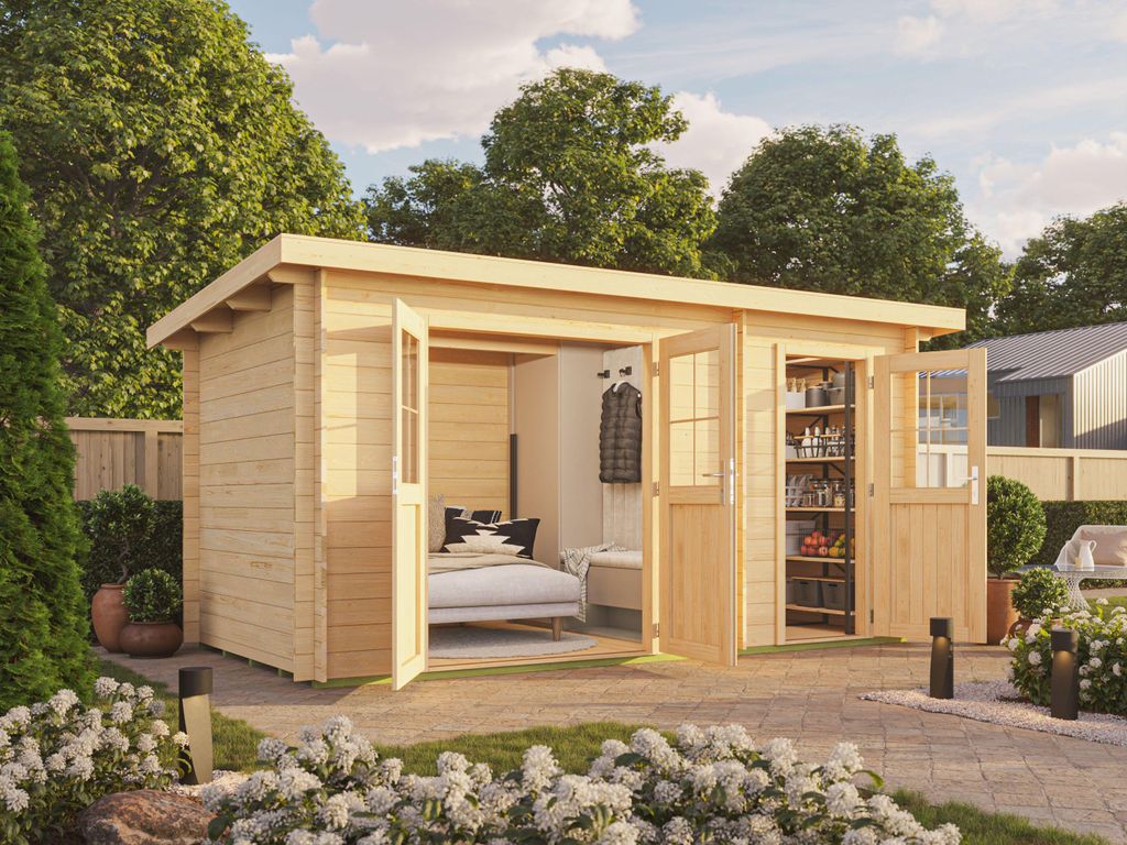 Fjordholz Pultdach Gartenhaus Modell Ezra 2H