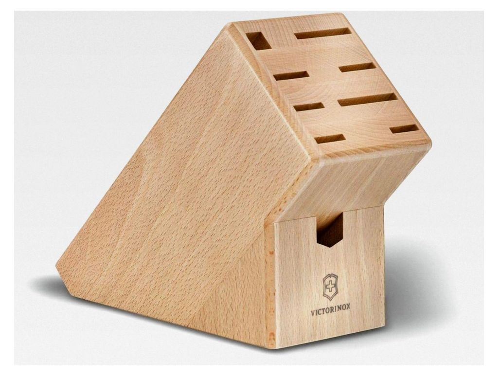 Messerblock aus Holz für 9 Messer, Helles Buchenholz, Leer, Unbestückt, Aufbewahrung