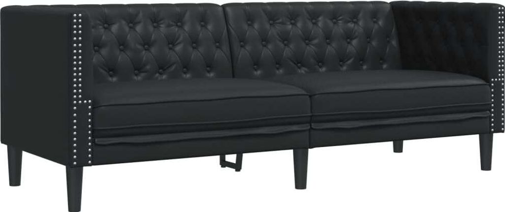 vidaXL Chesterfield-Sofa 3-Sitzer Schwarz Kunstleder