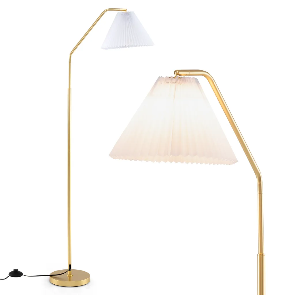 Lampadaire Salon Doré pour Coin Lecture - Lampe à Arc Ajustable 168cm