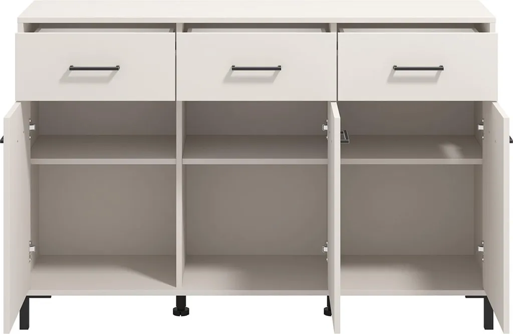 Buffet Blanc Crème 138cm : Solution de Rangement Spacieuse et Design - 6