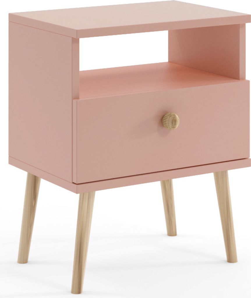 FEDVE Wohnzimmer Beistelltisch Poxwell Modern Holztisch Esstisch Couchtisch Natürliches Rosa