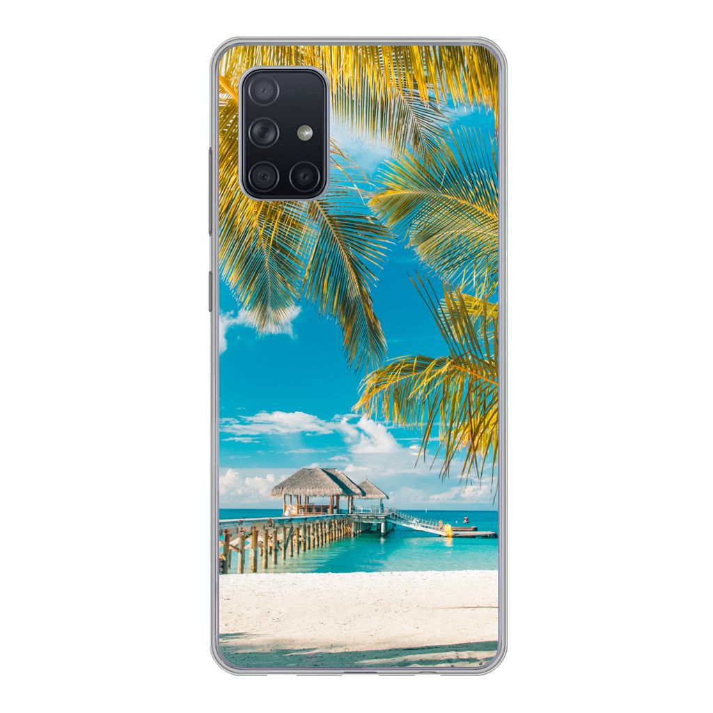 MuchoWow Handyhülle Schutzhülle Hülle für Samsung Galaxy A51 5G Strand - Palme - Meer Silikon Softcase Handy Hülle - Abbildung