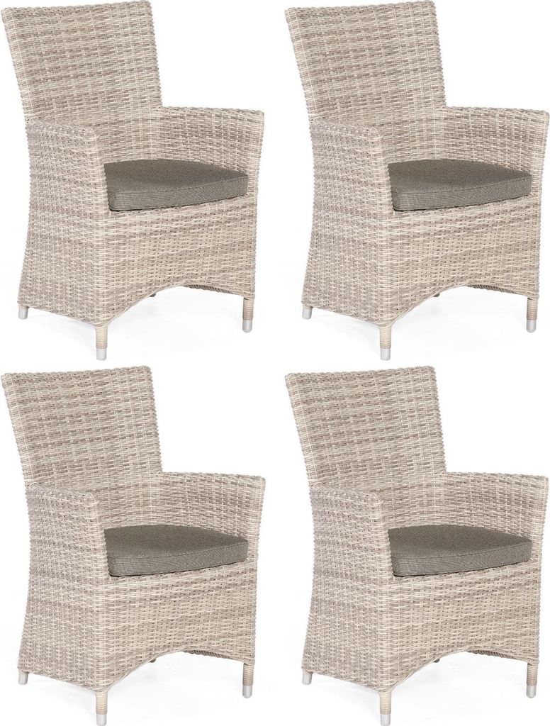 Sonnenpartner 4er-Set Garten-Sessel Ikarus Aluminium mit Polyrattan white-coral Gartenstuhl