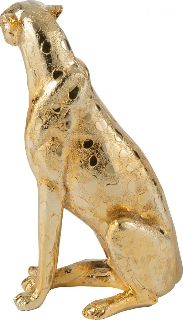 Léopard Debout en Résine Dorée J-Line Small - Objet Déco Haute Qualité - 3