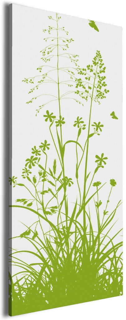 Wallario Premium Leinwandbild Grüne Sommerwiese in Größe 30 x 75 cm