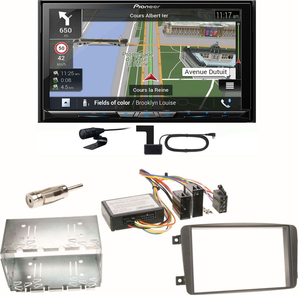 Pioneer AVIC-Z830DAB DAB+ USB Einbauset für Mercedes C-Klasse W203 CLK W208 W209