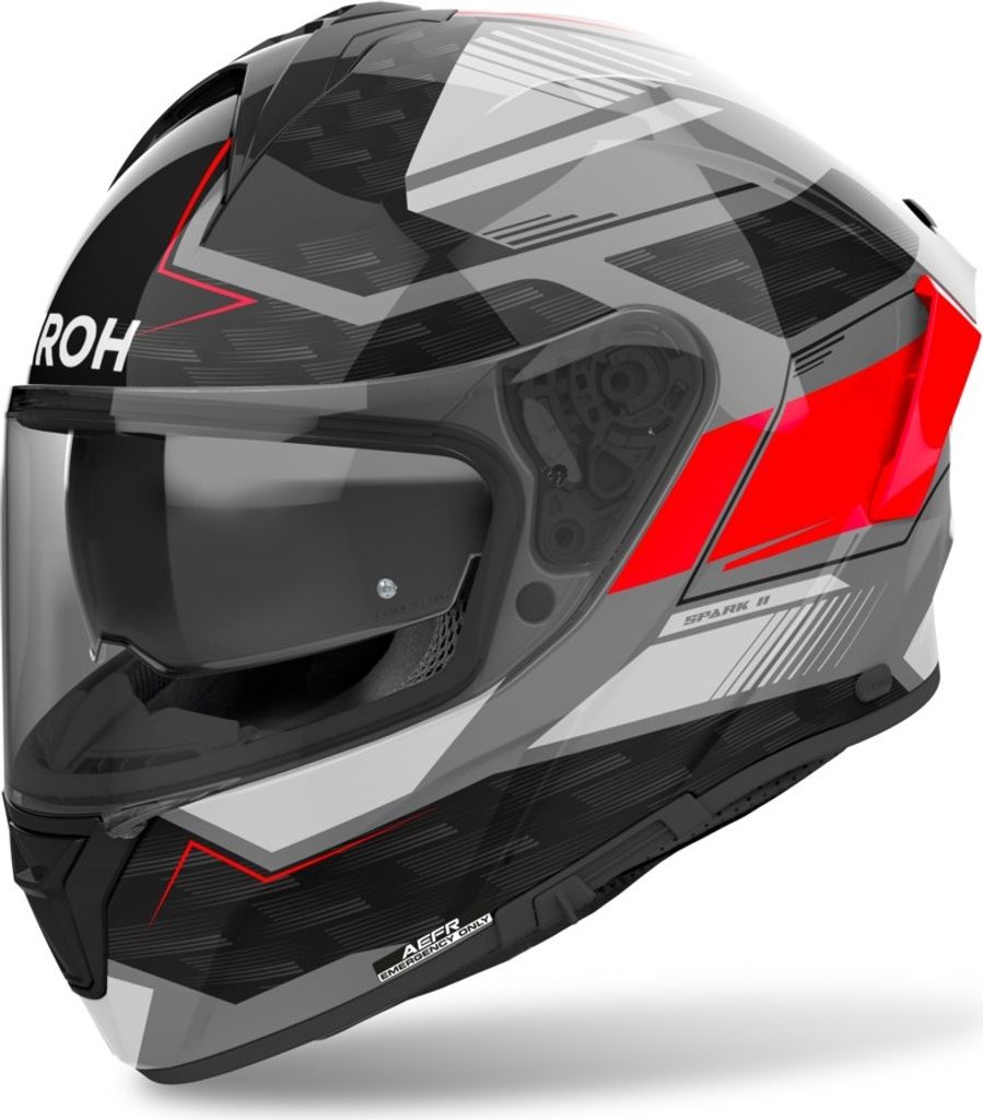 Integralhelm Crosshelm Schutzhelm AIROH Spark 2 Zenith Schwarz Rot Größe XS