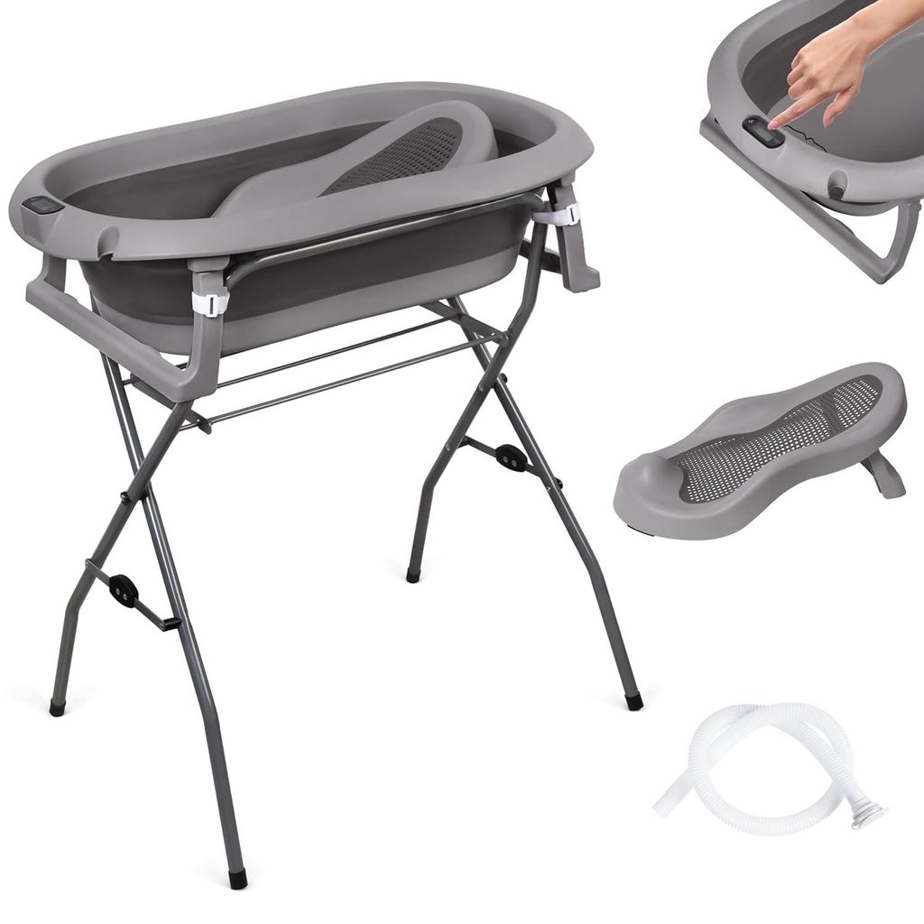 moovkee Babybadewanne mit Gestell 80cm Dunkel Grau Faltbar Produktbild 