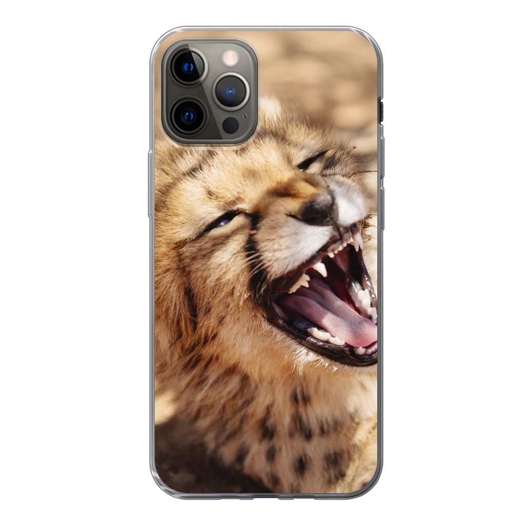 MuchoWow Handyhülle Schutzhülle Hülle für iPhone 12 Pro Gepard - Tier - Nahaufnahme Silikon Softcase Handy Hülle - Abdeckung