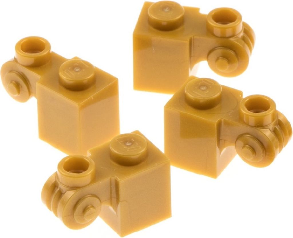 4x Lego Stein modifiziert 1x2x1 perl gold Stuck Schnecke Produktbild 