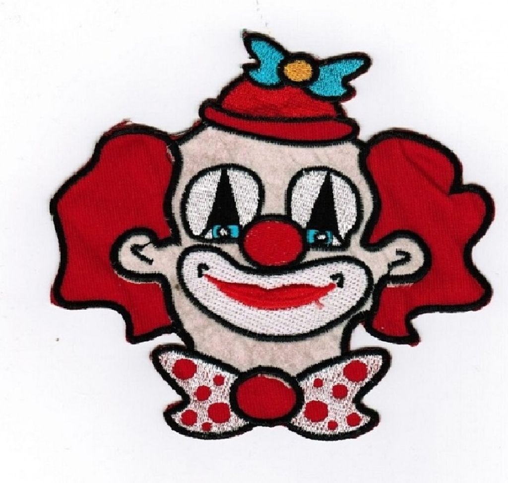 Ma223724 rot-weiß Clownkopf Groß Aufnäher
