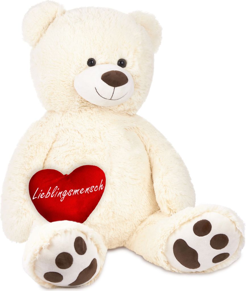 BRUBAKER XXL Teddybär 100 cm Weiß mit einem Lieblingsmensch Produktbild 