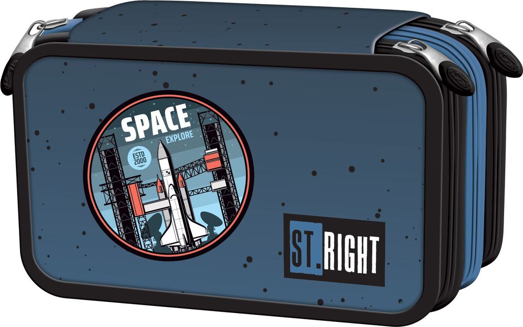 3-FACH 47-teilig Mäppchen Federmappe Federtasche St.Right SPACE MOON