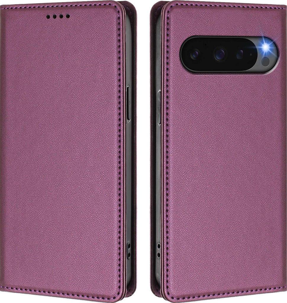 Handyhülle für Google Pixel 9 Pro XL/Pixel 10 Pro XL, Kunstleder Klapphülle Stoßfeste Magnetische Hülle mit Ständer Lila